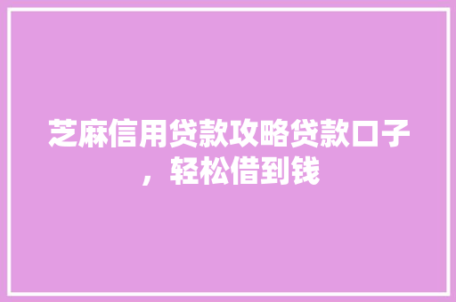 芝麻信用贷款攻略贷款口子，轻松借到钱  第1张