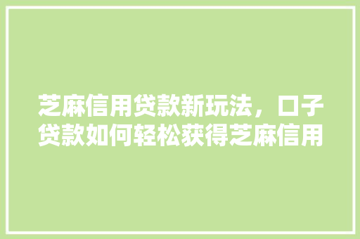 芝麻信用贷款新玩法，口子贷款如何轻松获得芝麻信用贷款的便捷之路