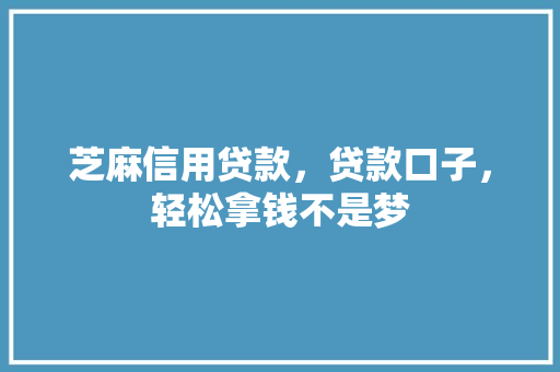 芝麻信用贷款，贷款口子，轻松拿钱不是梦
