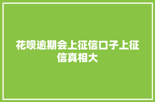 花呗逾期会上征信口子上征信真相大