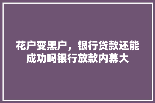 花户变黑户，银行贷款还能成功吗银行放款内幕大  第1张