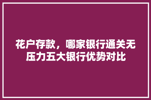花户存款，哪家银行通关无压力五大银行优势对比