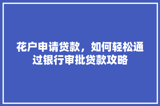 花户申请贷款，如何轻松通过银行审批贷款攻略