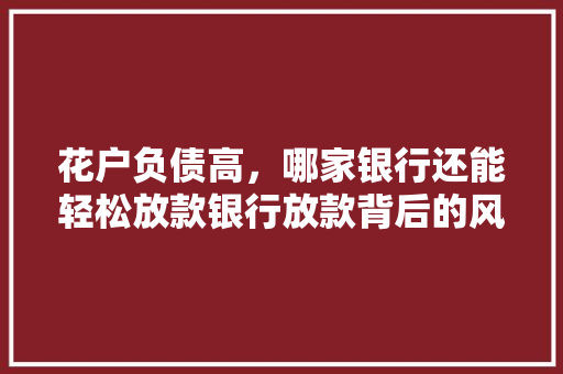 花户负债高，哪家银行还能轻松放款银行放款背后的风险与机遇