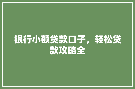 银行小额贷款口子，轻松贷款攻略全