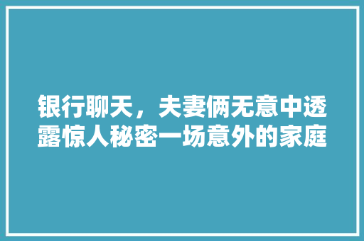 银行聊天，夫妻俩无意中透露惊人秘密一场意外的家庭风暴