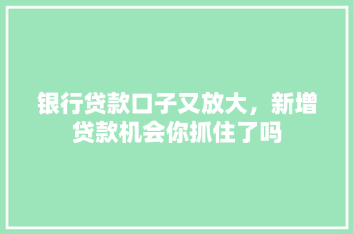 银行贷款口子又放大，新增贷款机会你抓住了吗