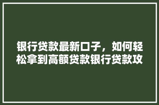 银行贷款最新口子，如何轻松拿到高额贷款银行贷款攻略