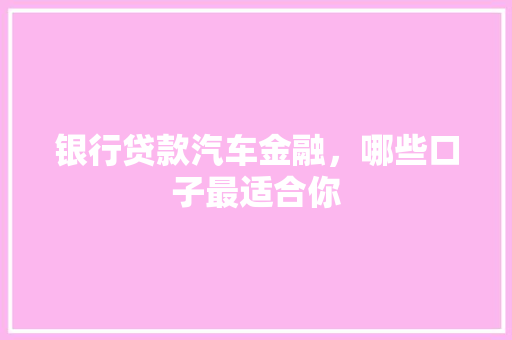 银行贷款汽车金融，哪些口子最适合你