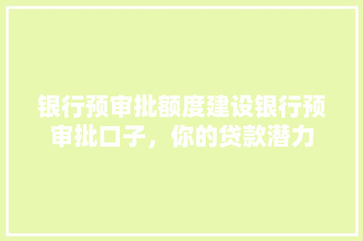 银行预审批额度建设银行预审批口子，你的贷款潜力