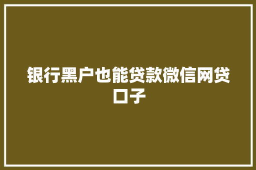 银行黑户也能贷款微信网贷口子