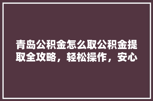 青岛公积金怎么取公积金提取全攻略，轻松操作，安心提取