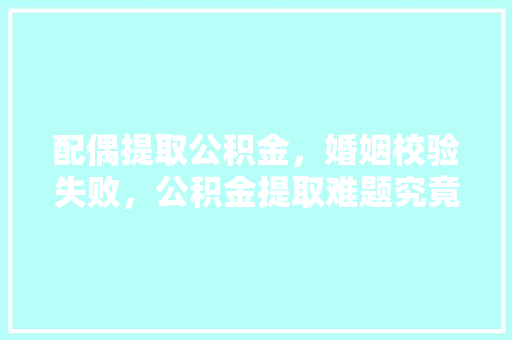 配偶提取公积金，婚姻校验失败，公积金提取难题究竟在哪