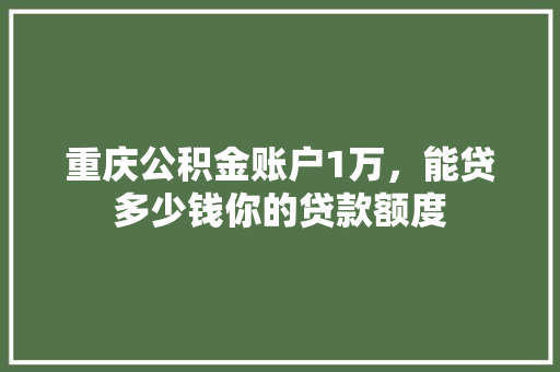 重庆公积金账户1万，能贷多少钱你的贷款额度