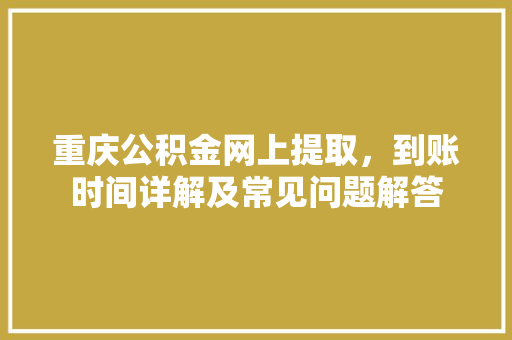 重庆公积金网上提取，到账时间详解及常见问题解答