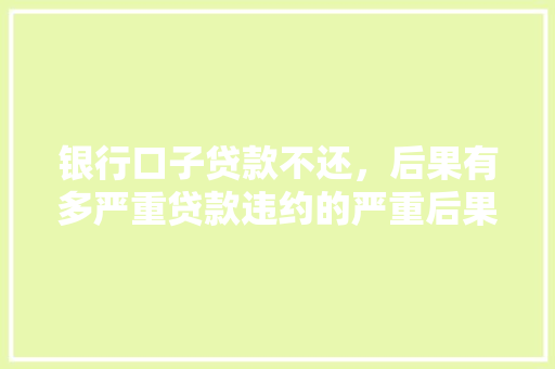 银行口子贷款不还，后果有多严重贷款违约的严重后果