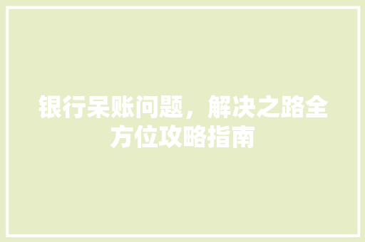 银行呆账问题，解决之路全方位攻略指南