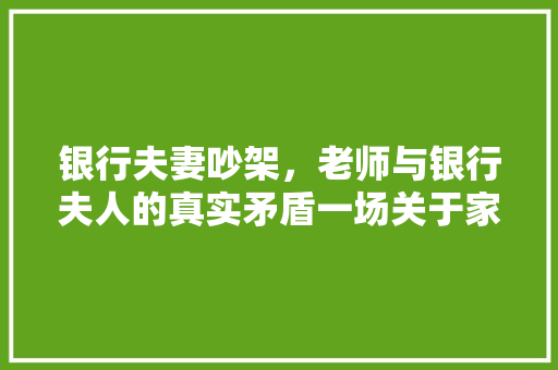 银行夫妻吵架，老师与银行夫人的真实矛盾一场关于家庭与职业的冲突