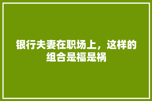 银行夫妻在职场上，这样的组合是福是祸