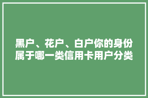 黑户、花户、白户你的身份属于哪一类信用卡用户分类