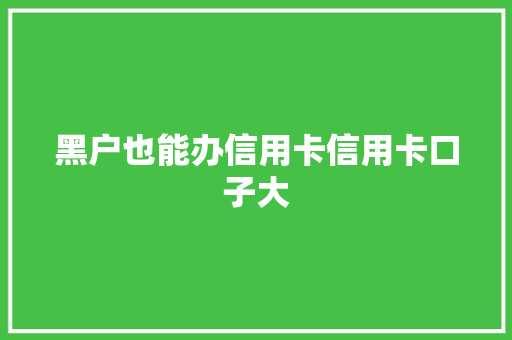 黑户也能办信用卡信用卡口子大