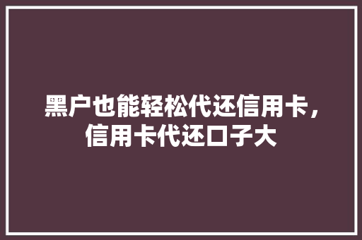 黑户也能轻松代还信用卡，信用卡代还口子大