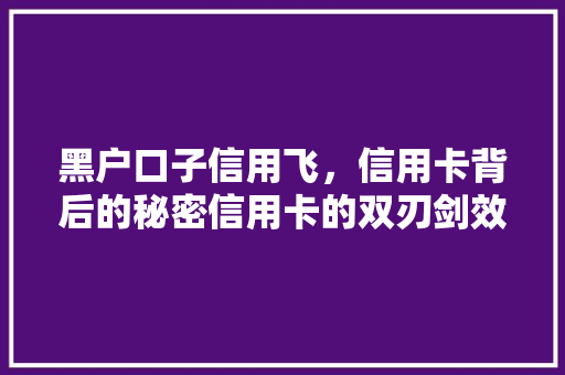 黑户口子信用飞，信用卡背后的秘密信用卡的双刃剑效应