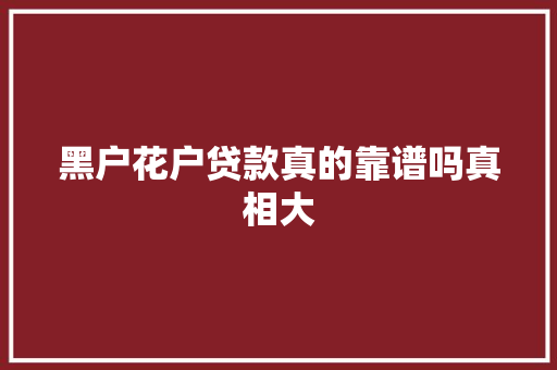 黑户花户贷款真的靠谱吗真相大  第1张