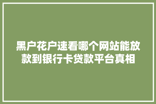 黑户花户速看哪个网站能放款到银行卡贷款平台真相