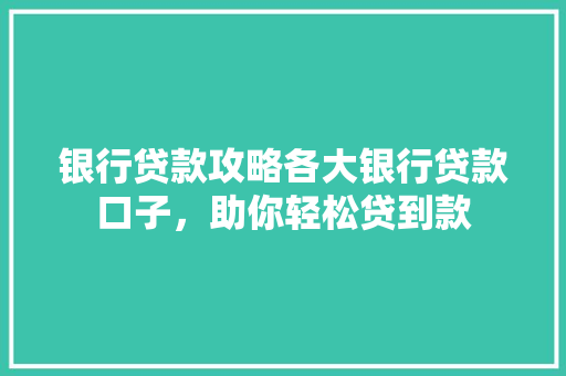 银行贷款攻略各大银行贷款口子，助你轻松贷到款