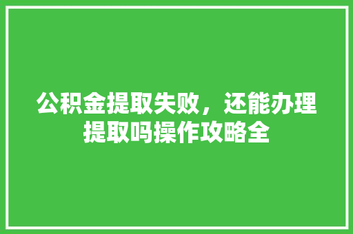 公积金提取失败，还能办理提取吗操作攻略全