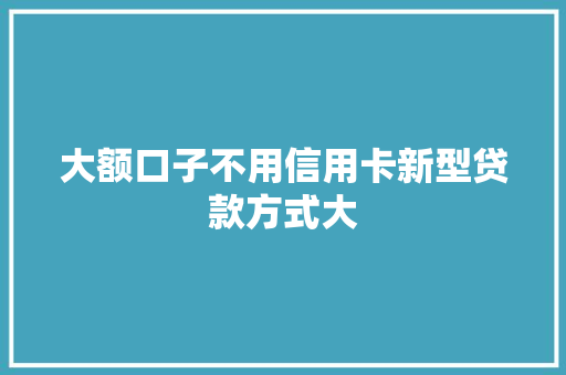大额口子不用信用卡新型贷款方式大