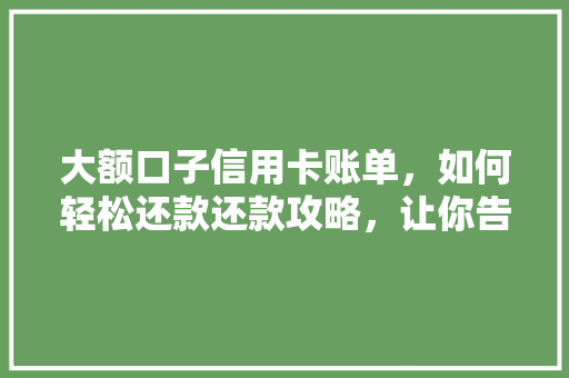 大额口子信用卡账单，如何轻松还款还款攻略，让你告别还款压力  第1张
