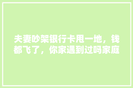 夫妻吵架银行卡甩一地，钱都飞了，你家遇到过吗家庭财务纠纷背后的心理战
