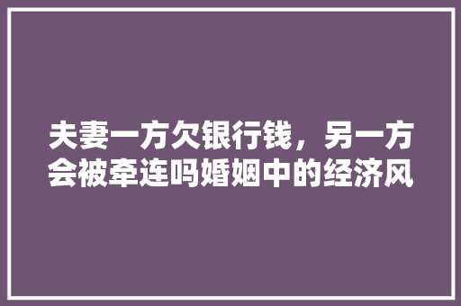 夫妻一方欠银行钱，另一方会被牵连吗婚姻中的经济风险