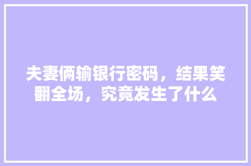 夫妻俩输银行密码，结果笑翻全场，究竟发生了什么