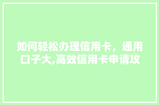如何轻松办理信用卡，通用口子大,高效信用卡申请攻略
