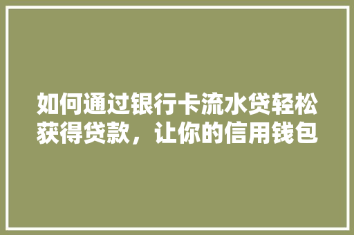 如何通过银行卡流水贷轻松获得贷款，让你的信用钱包鼓起来
