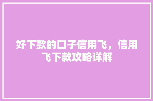 好下款的口子信用飞，信用飞下款攻略详解