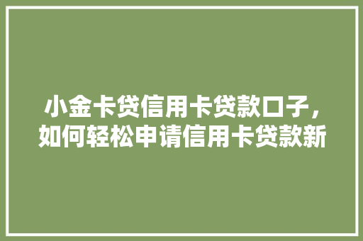 小金卡贷信用卡贷款口子，如何轻松申请信用卡贷款新途径