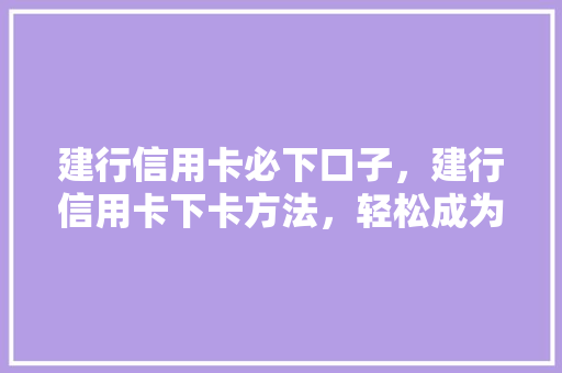 建行信用卡必下口子，建行信用卡下卡方法，轻松成为VIP用户