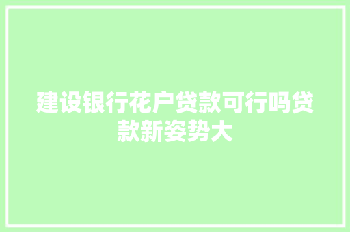 建设银行花户贷款可行吗贷款新姿势大