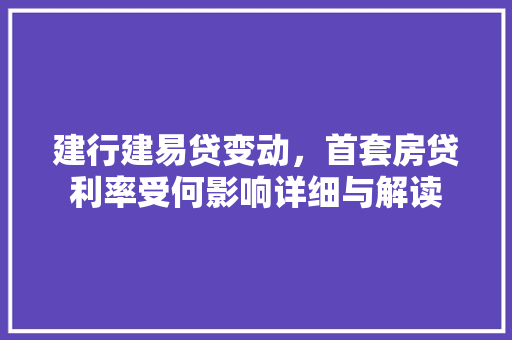 建行建易贷变动，首套房贷利率受何影响详细与解读