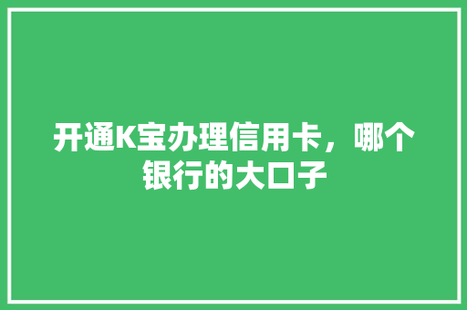 开通K宝办理信用卡，哪个银行的大口子