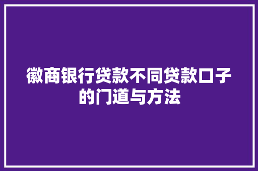 徽商银行贷款不同贷款口子的门道与方法