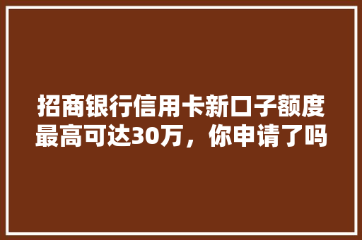招商银行信用卡新口子额度最高可达30万，你申请了吗