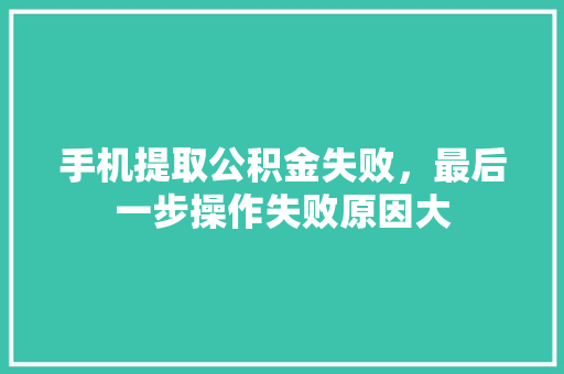 手机提取公积金失败，最后一步操作失败原因大