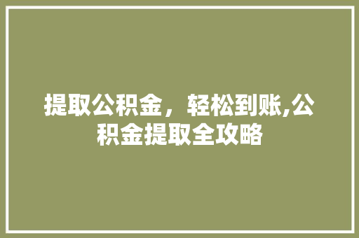 提取公积金，轻松到账,公积金提取全攻略