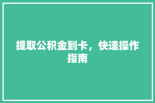 提取公积金到卡，快速操作指南