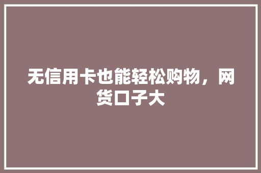 无信用卡也能轻松购物，网货口子大